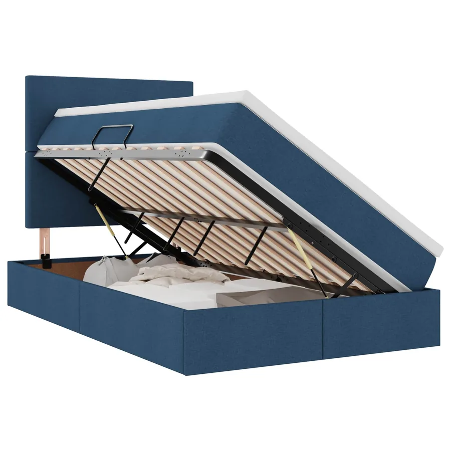 Lit de rangement LED avec matelas Bleu 120 x 200 cm Tissu - 2