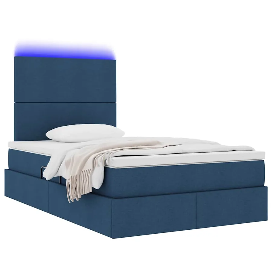 Lit de rangement LED avec matelas Bleu 120 x 200 cm Tissu - 3