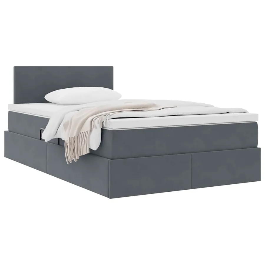 Lit de Rangement avec matelas Gris foncé 120 x 190 cm Velours - 3