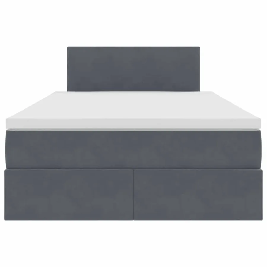 Lit de Rangement avec matelas Gris foncé 120 x 190 cm Velours - 7