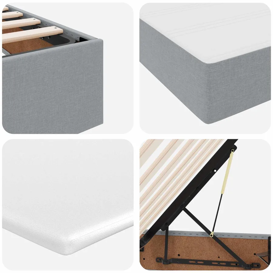 Lit avec rangement et matelas Gris clair 120 x 190 cm Polyester - 11