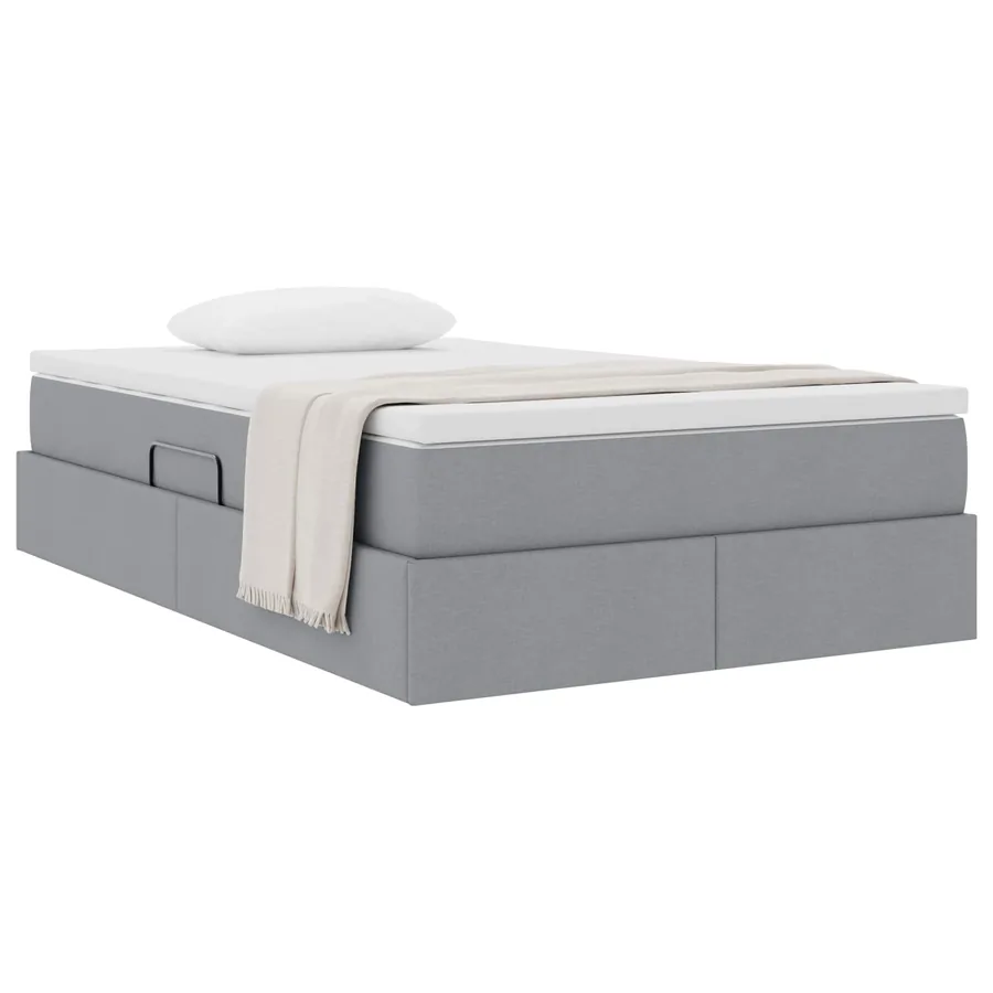 Lit avec rangement et matelas Gris clair 120 x 190 cm Polyester - 3