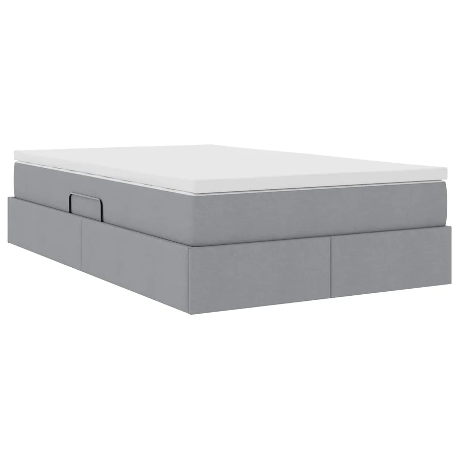 Lit avec rangement et matelas Gris clair 120 x 190 cm Polyester - 5