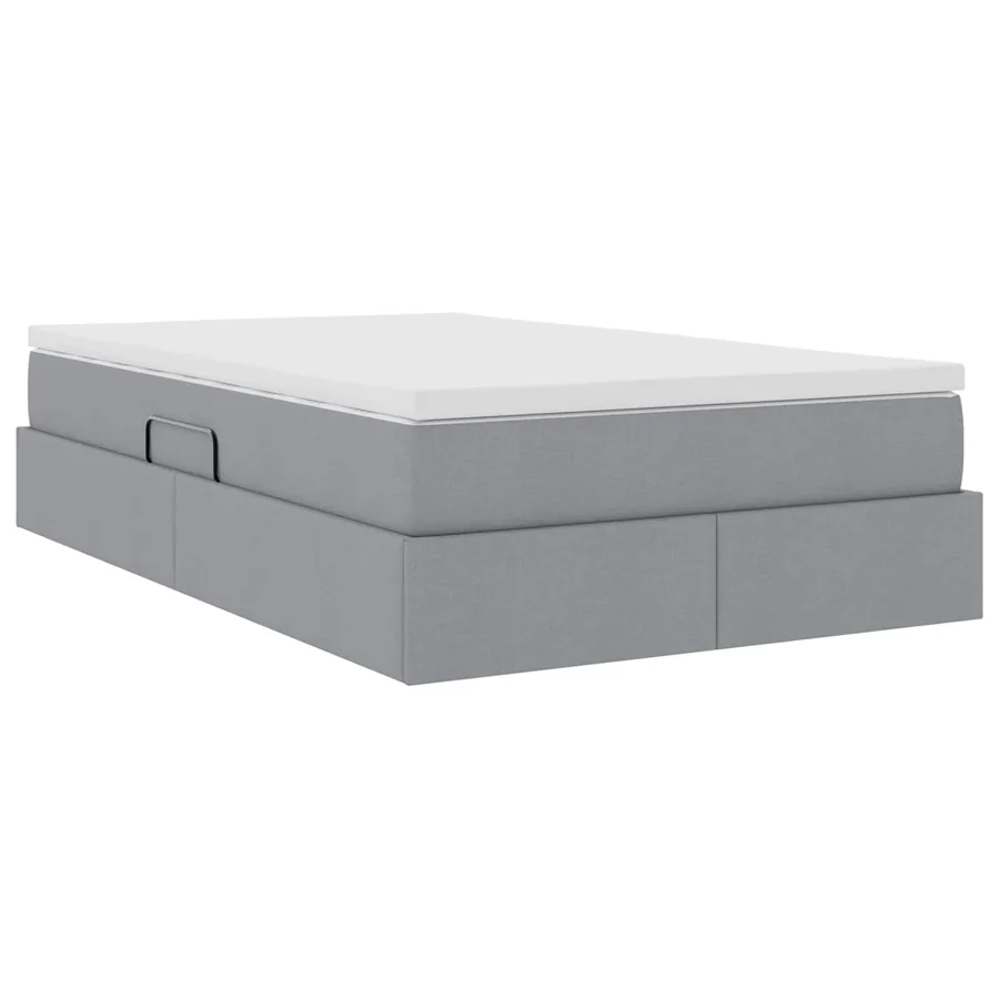 Lit avec rangement et matelas Gris clair 120 x 190 cm Polyester - 8