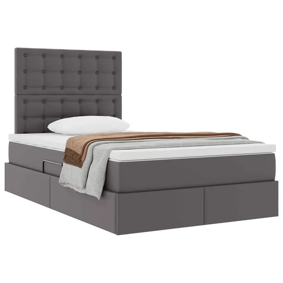 Lit de Rangement Gris 120 x 200 cm Cuir synthétique - 3