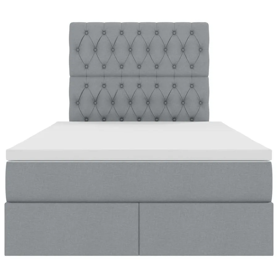 Lit avec rangement et matelas Gris clair 120 x 190 cm tissu - 7