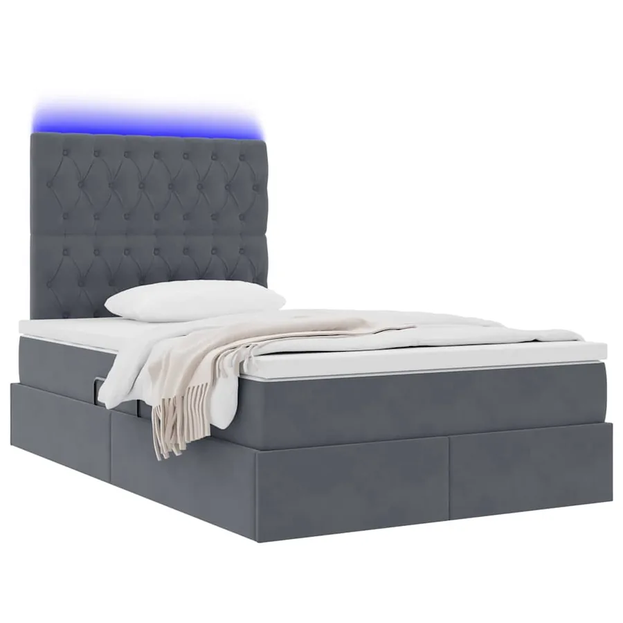 Lit de rangement LED avec matelas Gris foncé 120 x 190 cm - 3