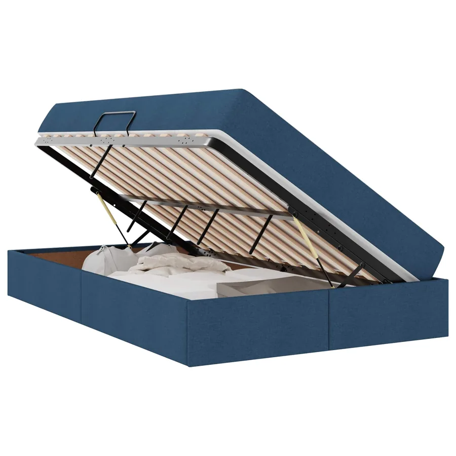 Lit avec rangement et matelas Bleu 120 x 200 cm Polyester - 2