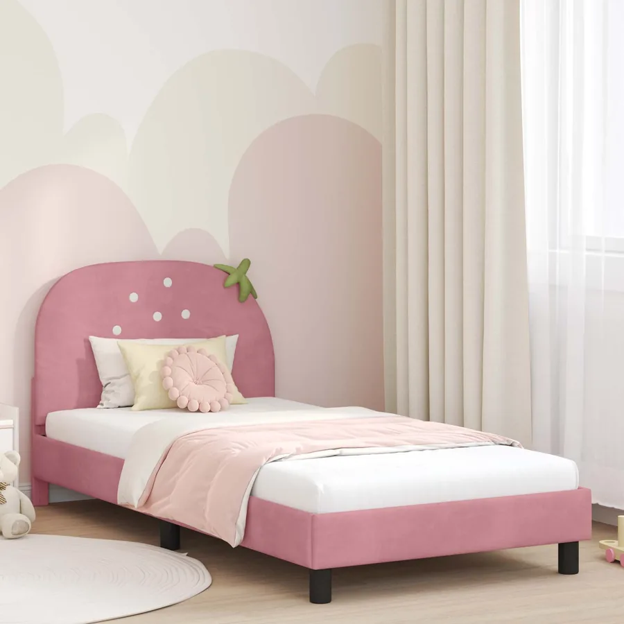 Cadre de lit pour enfants avec tête de lit Rose 90 x 200 cm