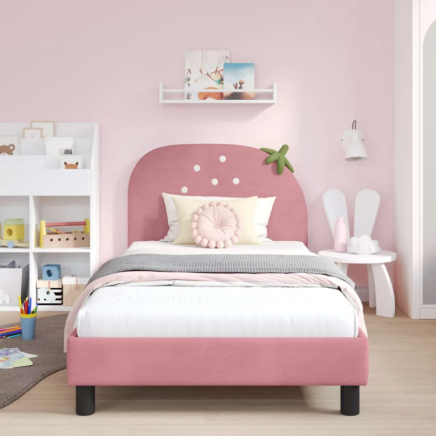 Cadre de lit pour enfants avec tête de lit Rose 90 x 200 cm - 3