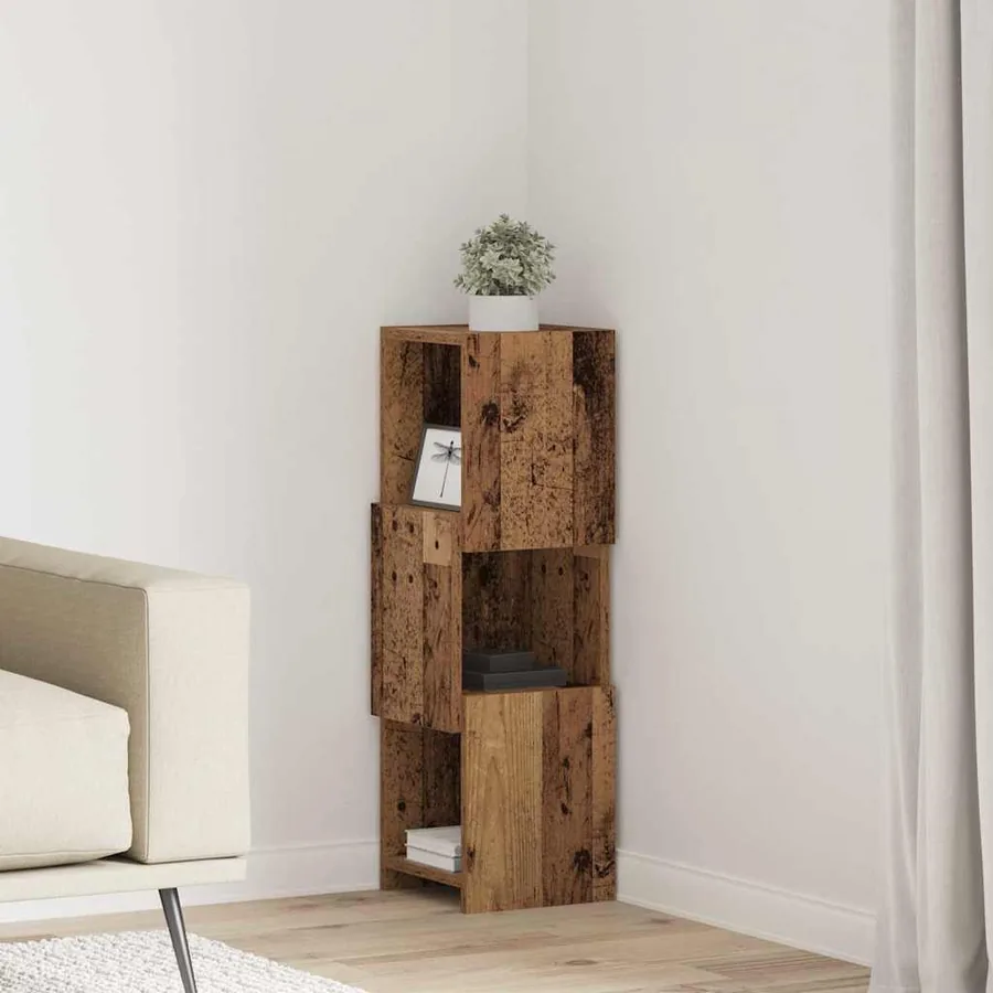 Meuble d'angle Bois ancien 25,5x25x80cm Bois d'ingénierie