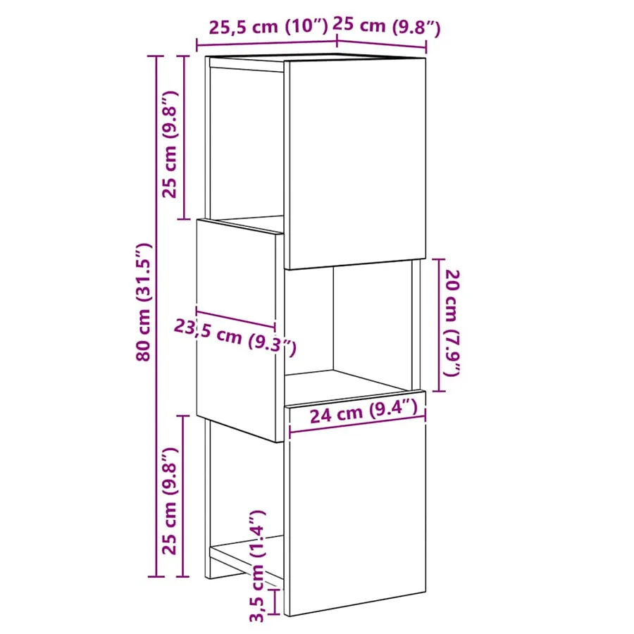Meuble d'angle Bois ancien 25,5x25x80cm Bois d'ingénierie - 8