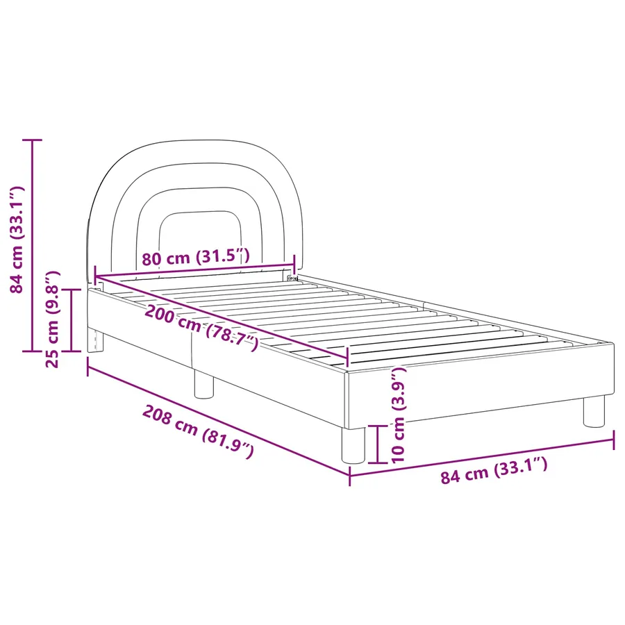Cadre de lit pour enfants avec tête de lit Rose 80 x 200 cm - 8