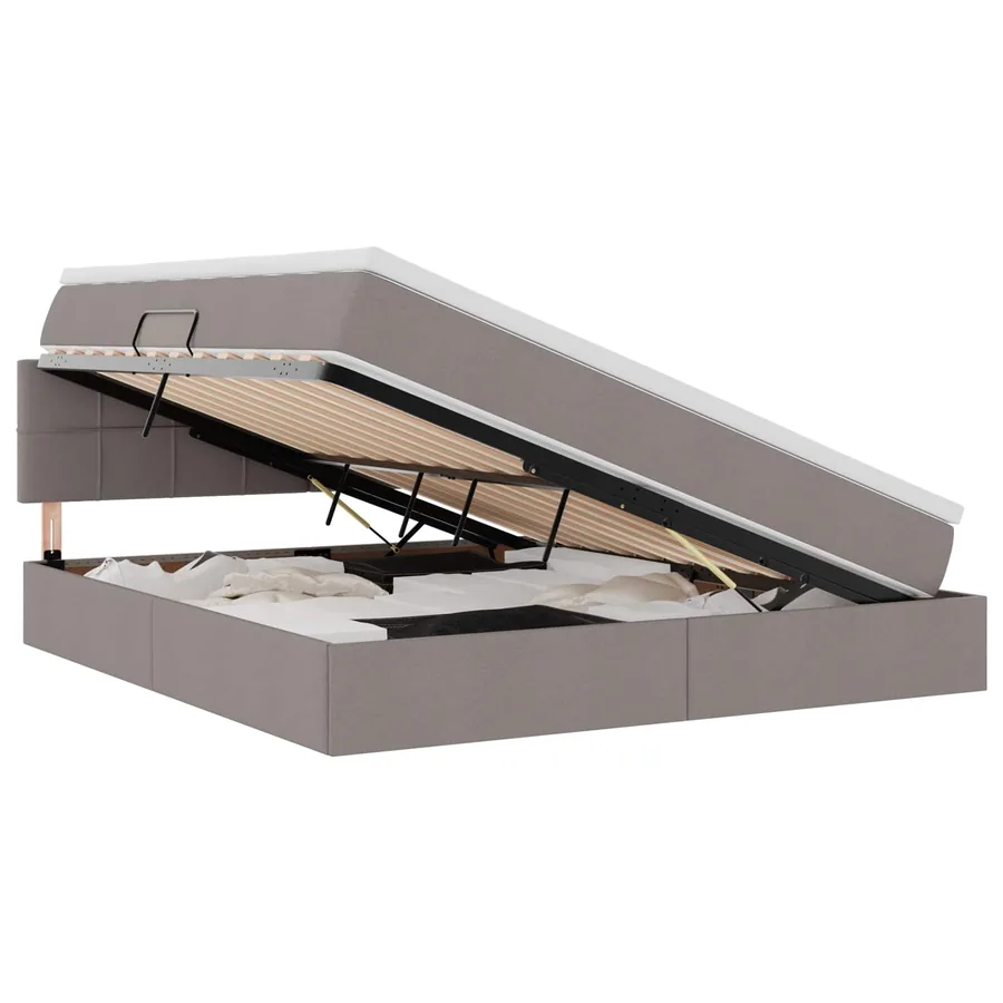 Lit avec rangement et matelas avec matelas Taupe 160 x 200 cm - 2