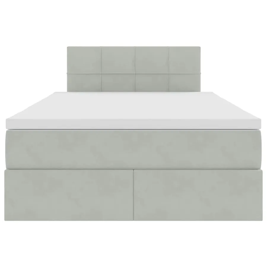Lit de Rangement avec matelas Gris clair 120 x 190 cm Velours - 7