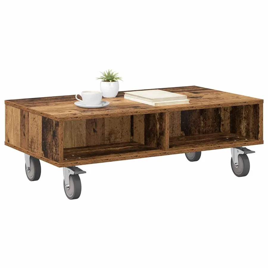 Table d'appoint avec roues Bois ancien 90 x 50 x 30 cm - 3