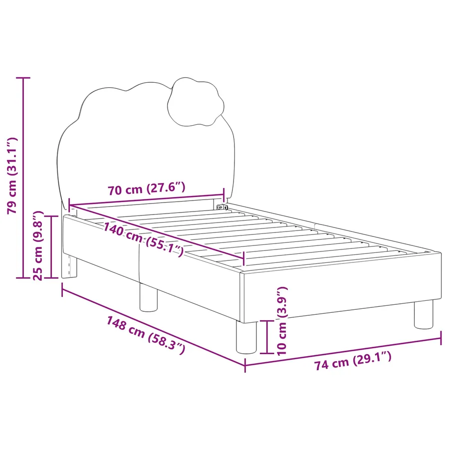 Cadre de lit pour tout-petit avec tête de lit Rose 70 x 140 cm - 10