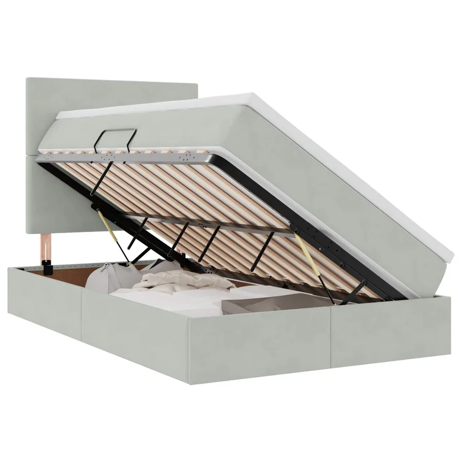Lit de rangement LED avec matelas Gris clair 120 x 190 cm - 2