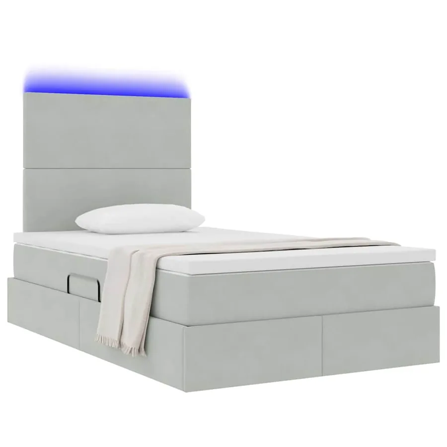 Lit de rangement LED avec matelas Gris clair 120 x 190 cm - 3