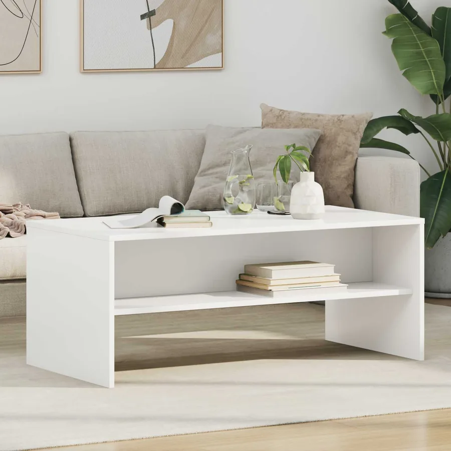Table basse Blanc 100 x 50 x 40 cm Bois d'ingénierie