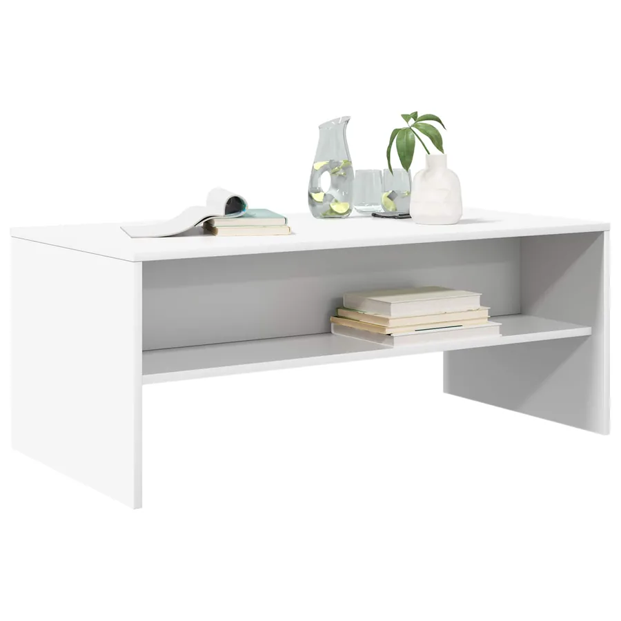 Table basse Blanc 100 x 50 x 40 cm Bois d'ingénierie - 3