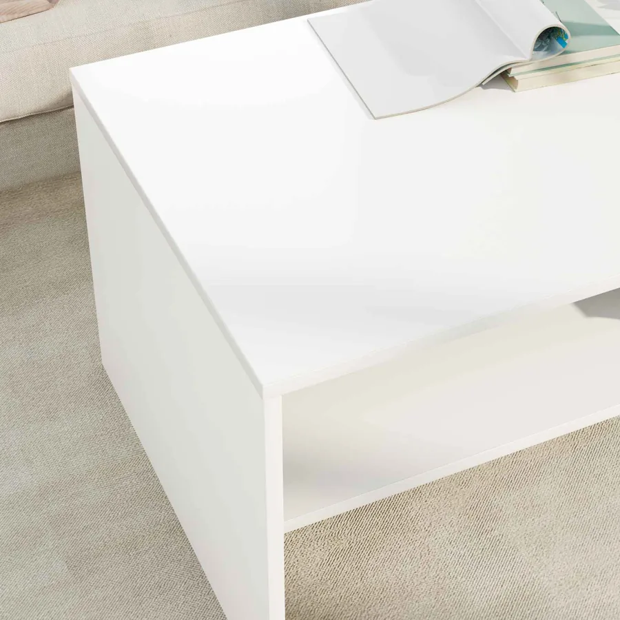 Table basse Blanc 100 x 50 x 40 cm Bois d'ingénierie - 4