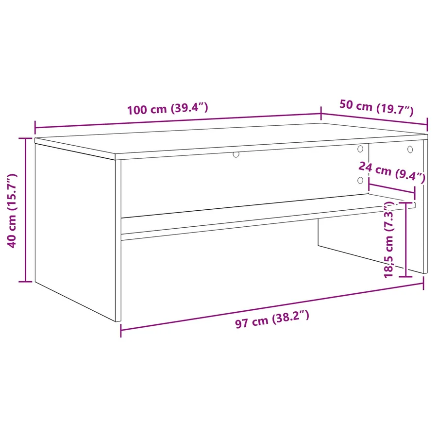 Table basse Blanc 100 x 50 x 40 cm Bois d'ingénierie - 8