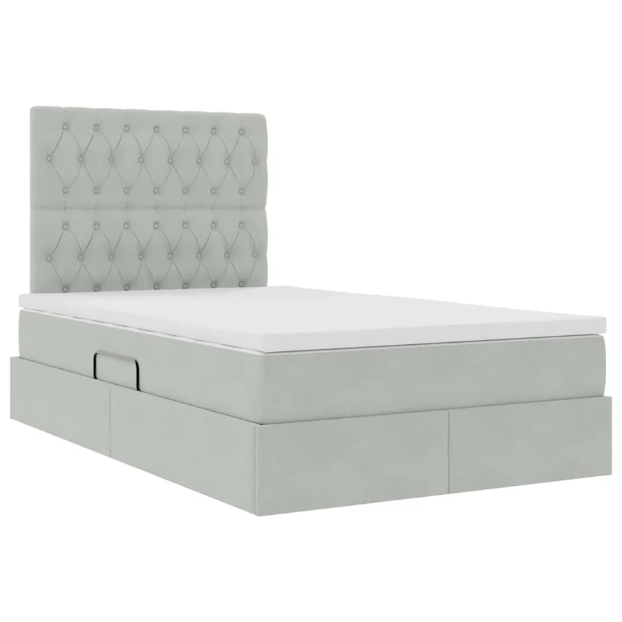 Lit avec rangement et matelas Gris clair 120 x 190 cm Velours - 5