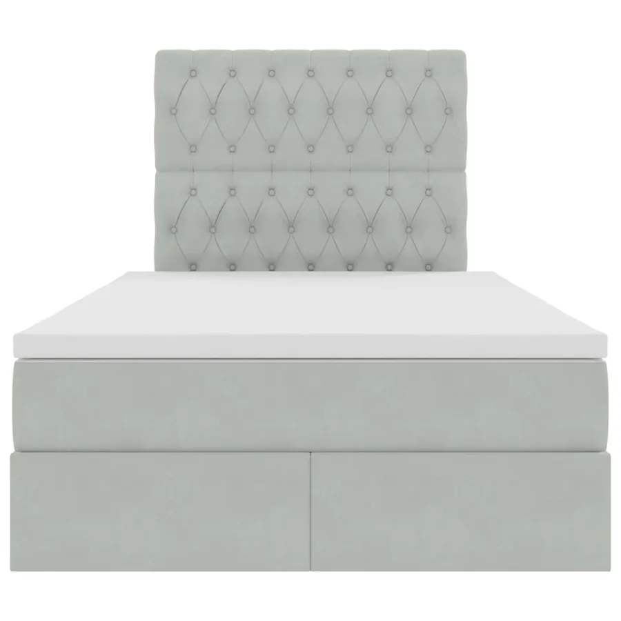 Lit avec rangement et matelas Gris clair 120 x 190 cm Velours - 7