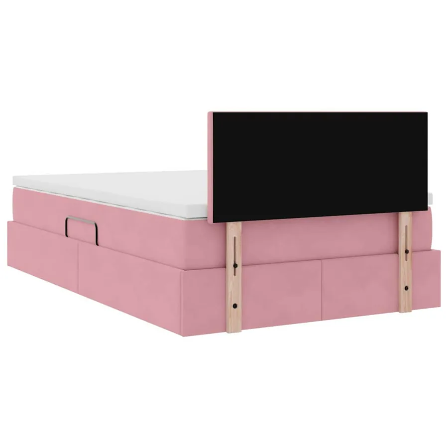 Lit de rangement LED avec matelas Rose 120 x 190 cm Velours - 12