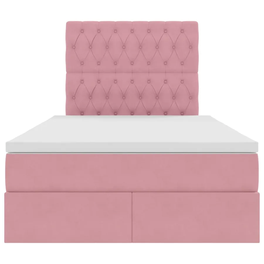 Lit avec rangement et matelas Rose 120 x 190 cm Velours - 7