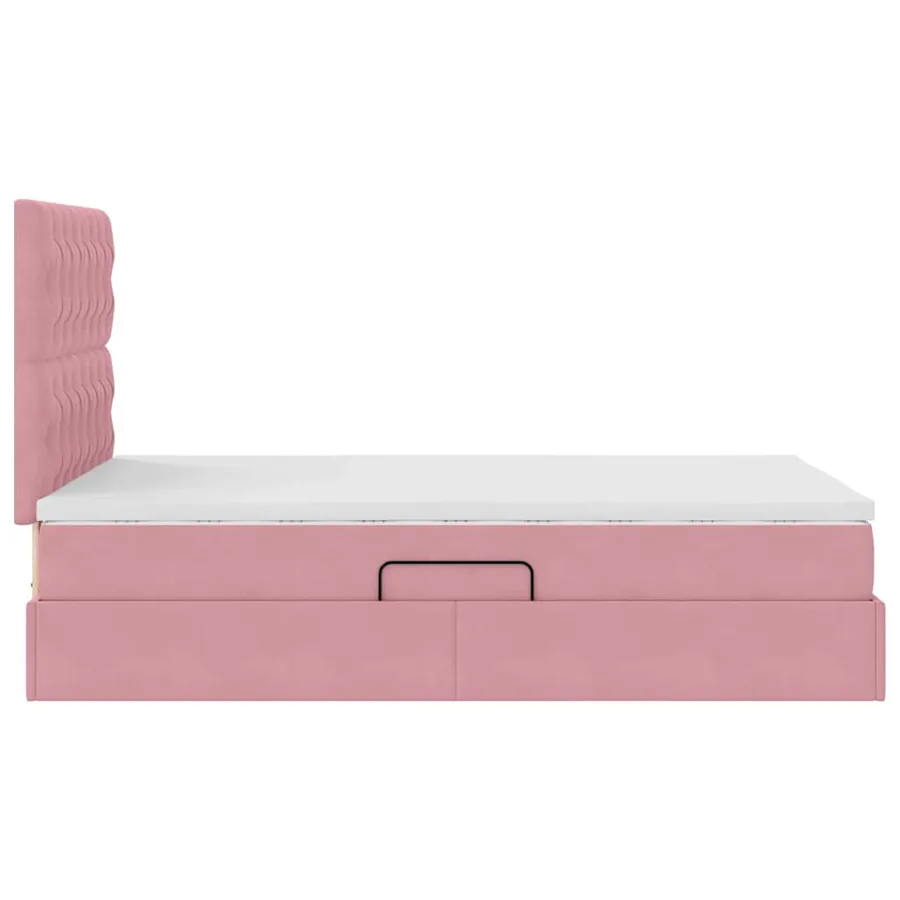 Lit avec rangement et matelas Rose 120 x 190 cm Velours - 8