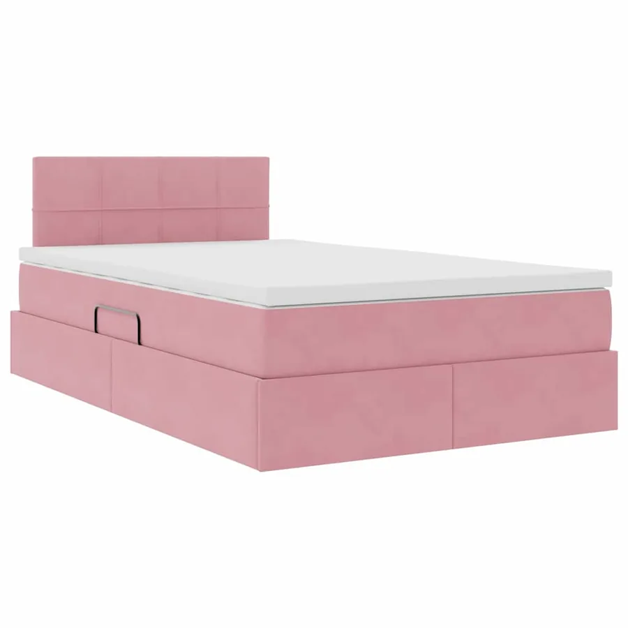 Lit de Rangement avec matelas Rose 120 x 190 cm Velours - 5