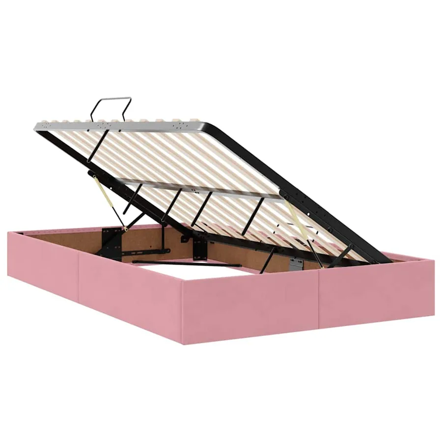 Lit de Rangement avec matelas Rose 120 x 190 cm Velours - 6