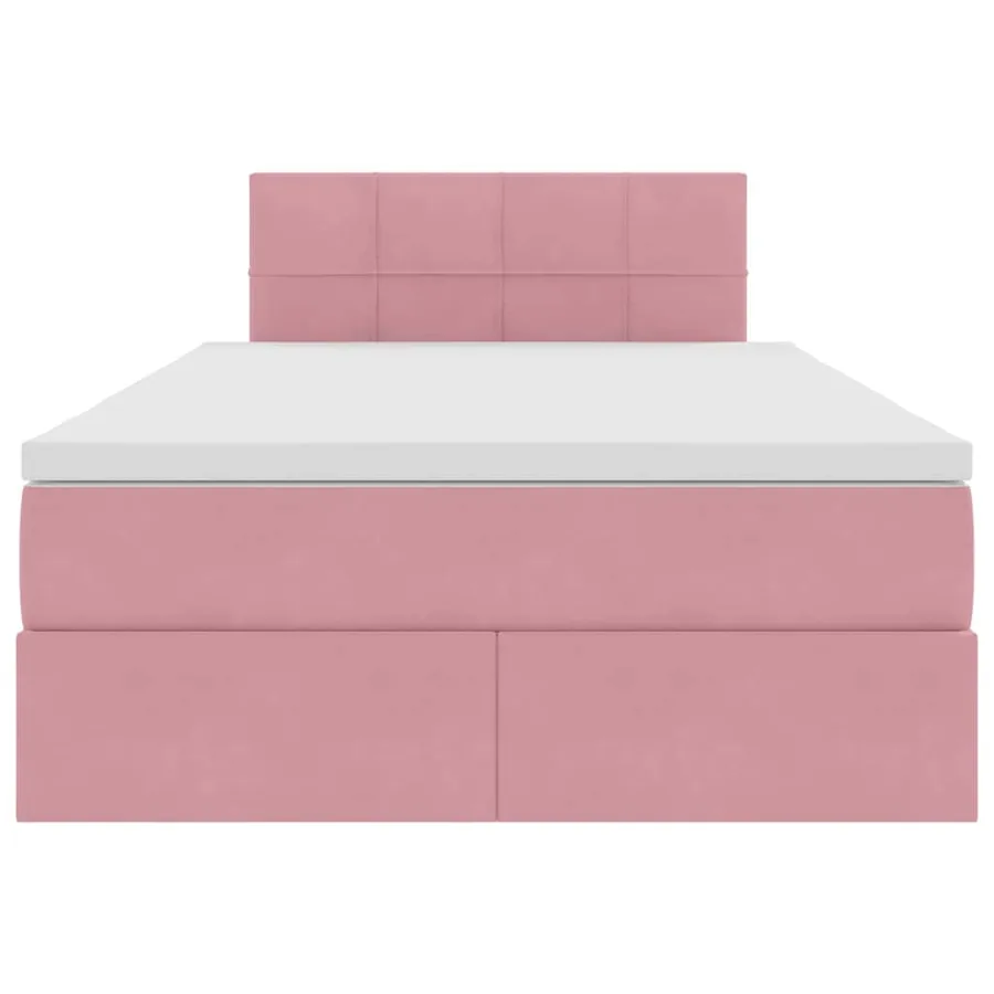 Lit de Rangement avec matelas Rose 120 x 190 cm Velours - 7