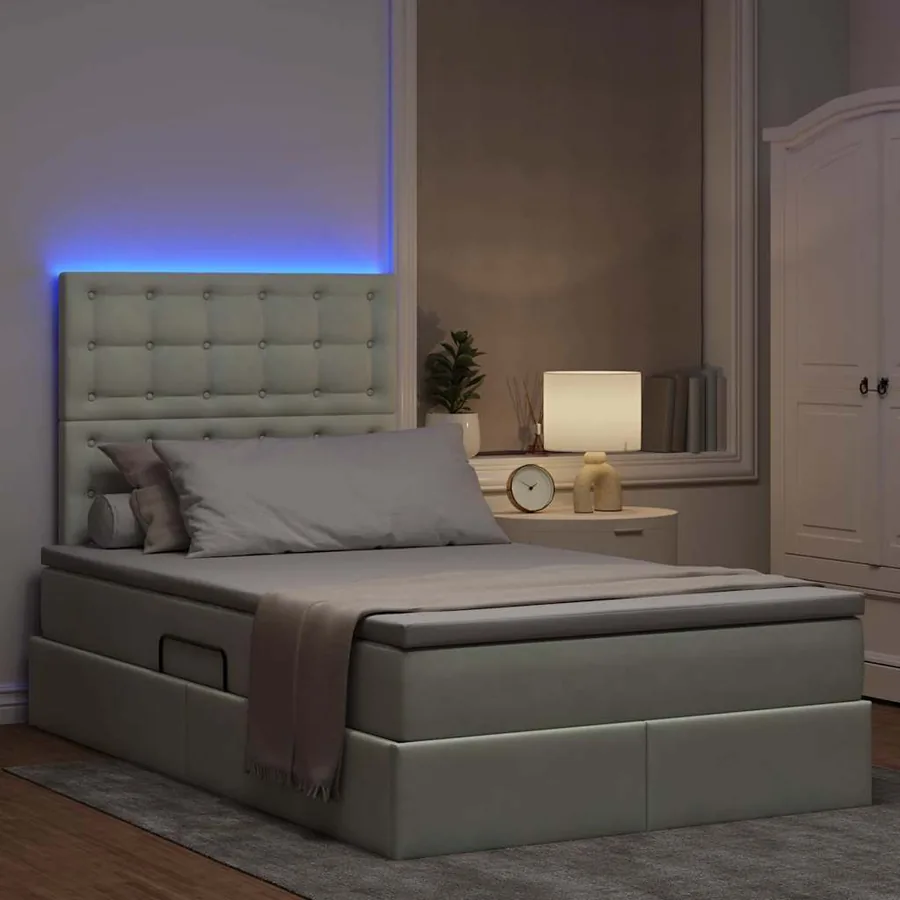Lit de rangement LED avec matelas Gris clair 120 x 190 cm - 5