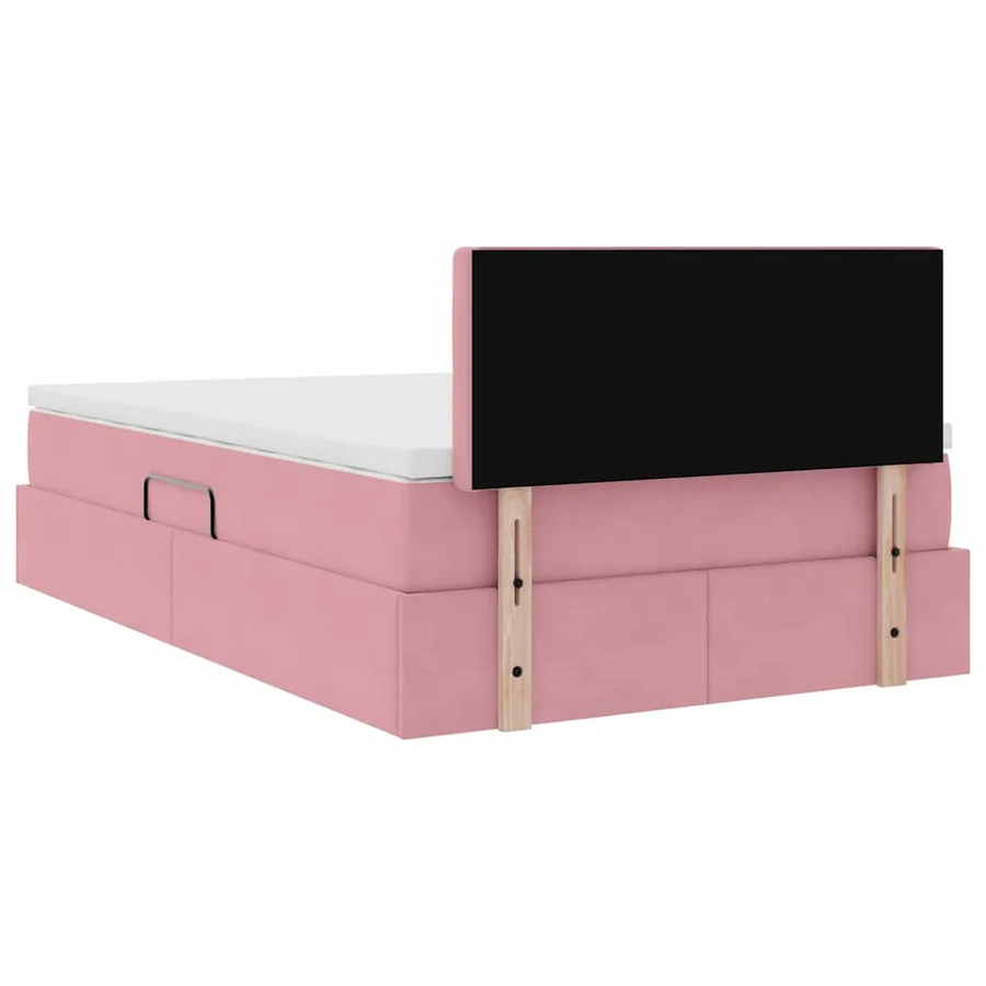 Lit de rangement LED avec matelas Rose 120 x 190 cm Velours - 12