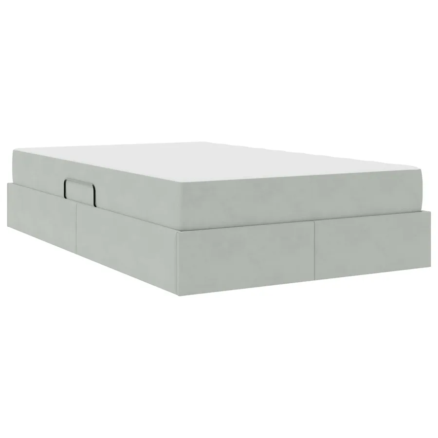 Lit avec rangement et matelas Gris clair 120 x 190 cm Velours - 10