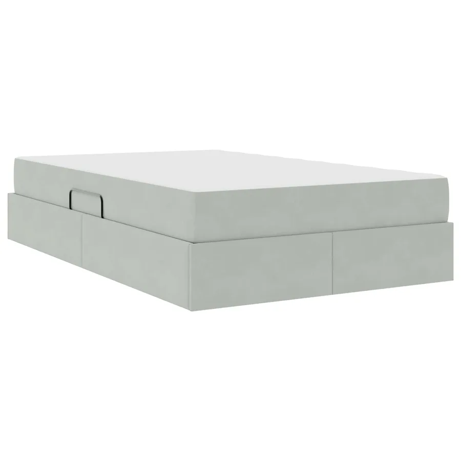 Lit avec rangement et matelas Gris clair 120 x 190 cm Velours - 5