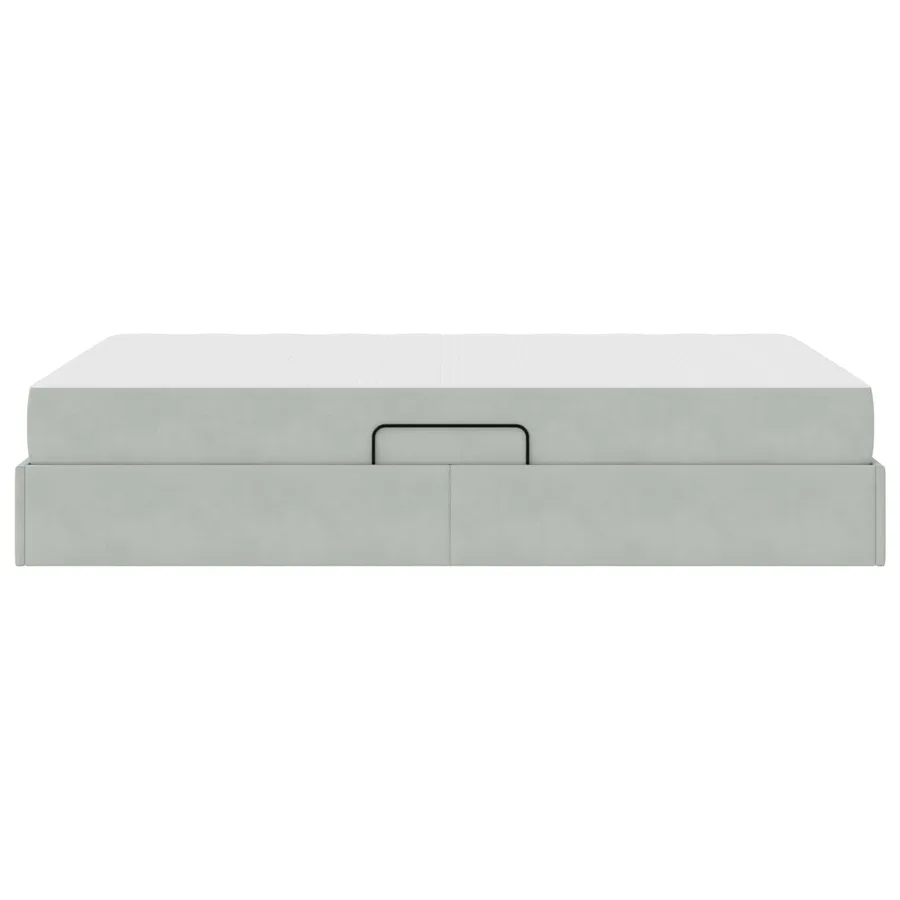 Lit avec rangement et matelas Gris clair 120 x 190 cm Velours - 9