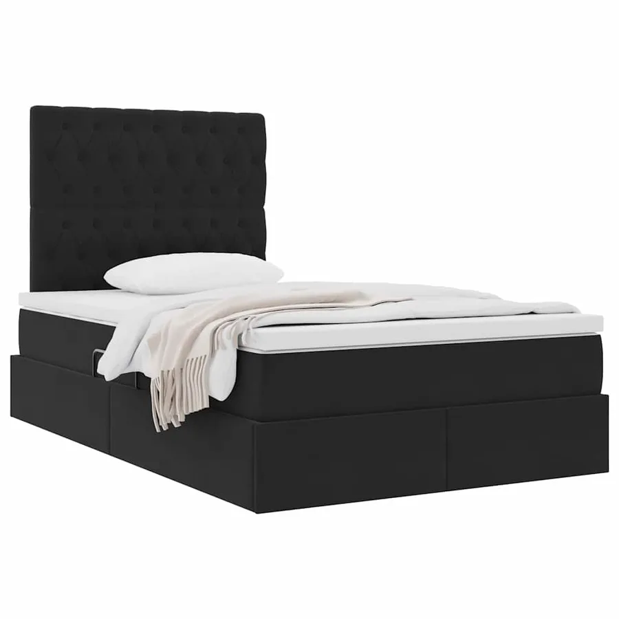 Lit avec rangement et matelas Noir 120 x 190 cm Velours - 3