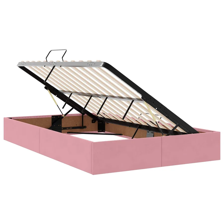 Lit avec rangement et matelas Rose 120 x 190 cm Velours - 6