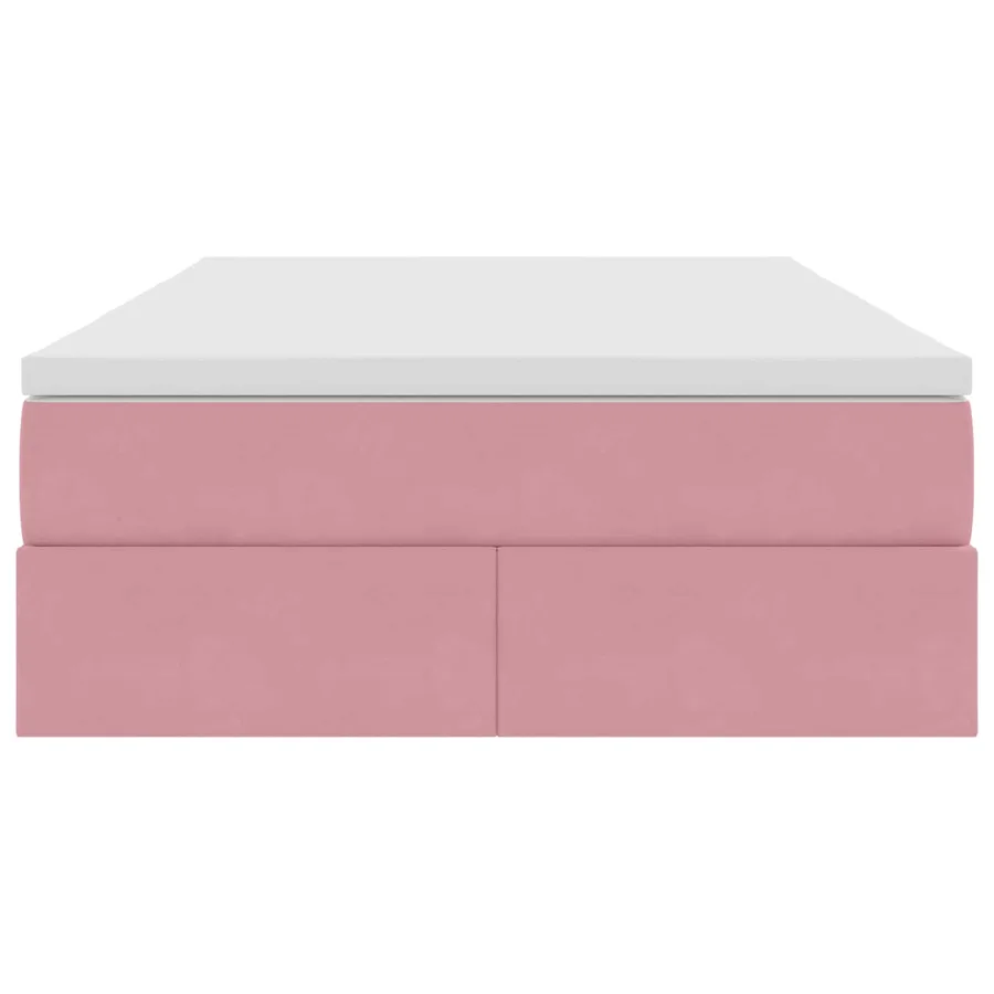 Lit avec rangement et matelas Rose 120 x 190 cm Velours - 7
