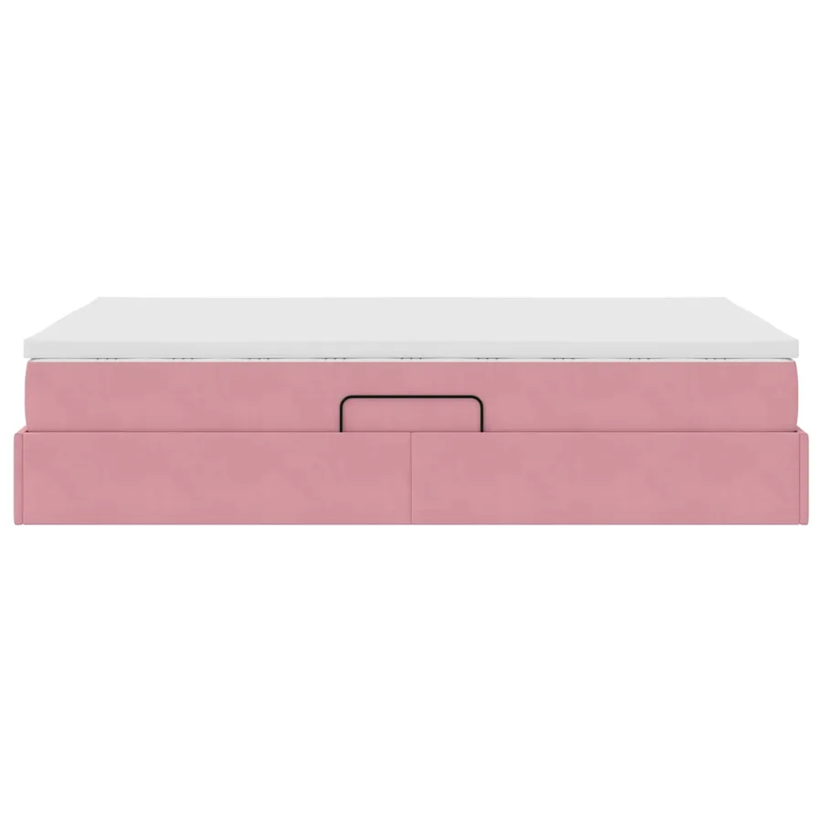 Lit avec rangement et matelas Rose 120 x 190 cm Velours - 9