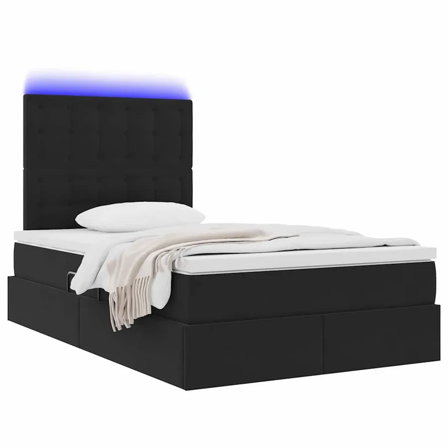 Lit de rangement LED avec matelas Noir 120 x 190 cm Velours - 3