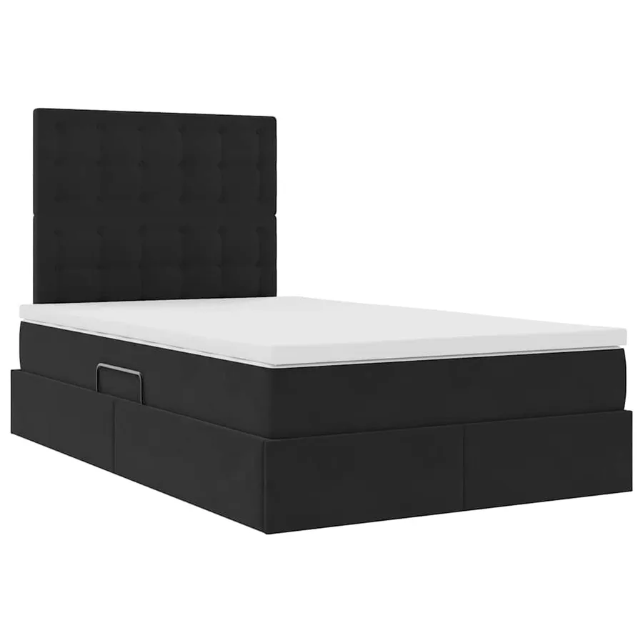 Lit de rangement LED avec matelas Noir 120 x 190 cm Velours - 6