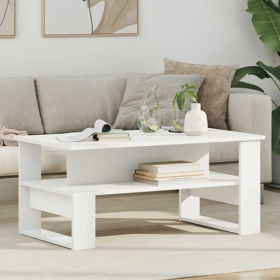 Table basse Blanc 90 x 50 x 40 cm Bois d'ingénierie