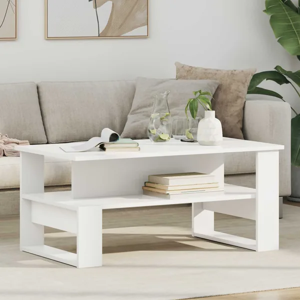 Table basse Blanc 90 x 50 x 40 cm Bois d'ingénierie
