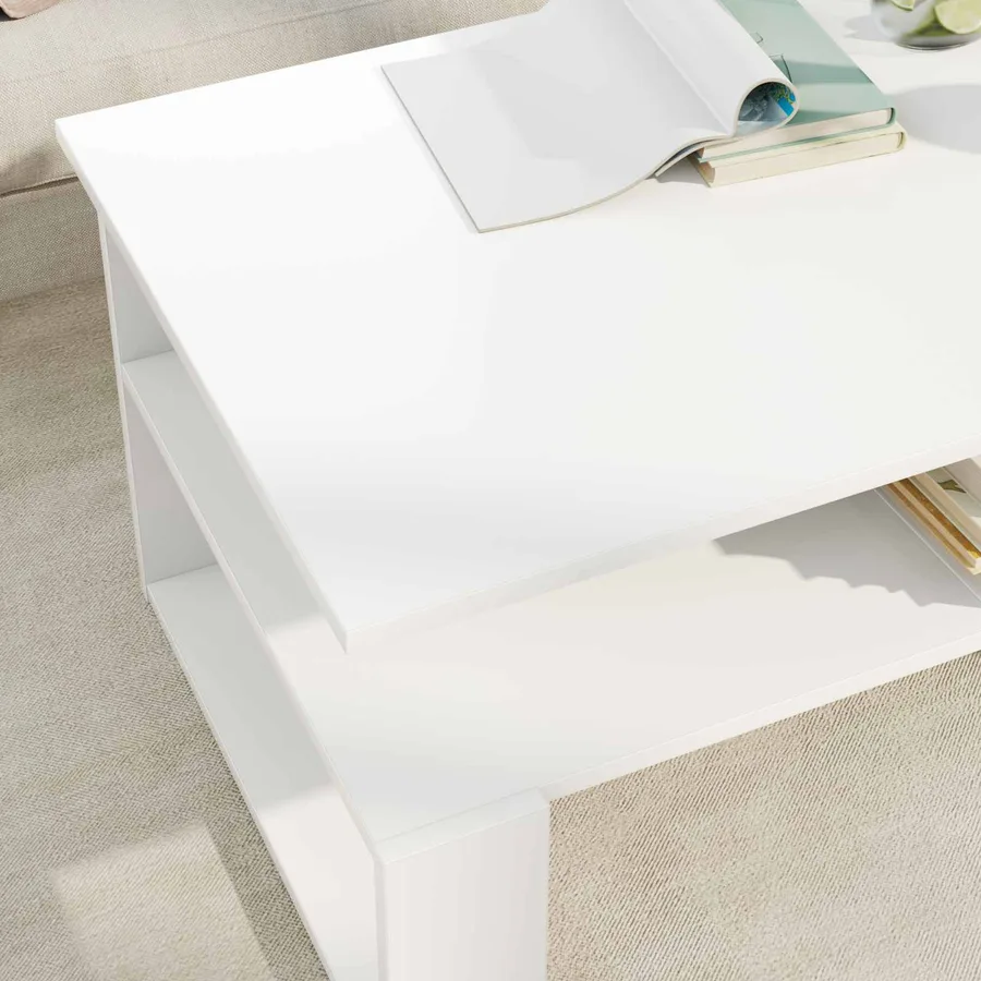 Table basse Blanc 90 x 50 x 40 cm Bois d'ingénierie - 4