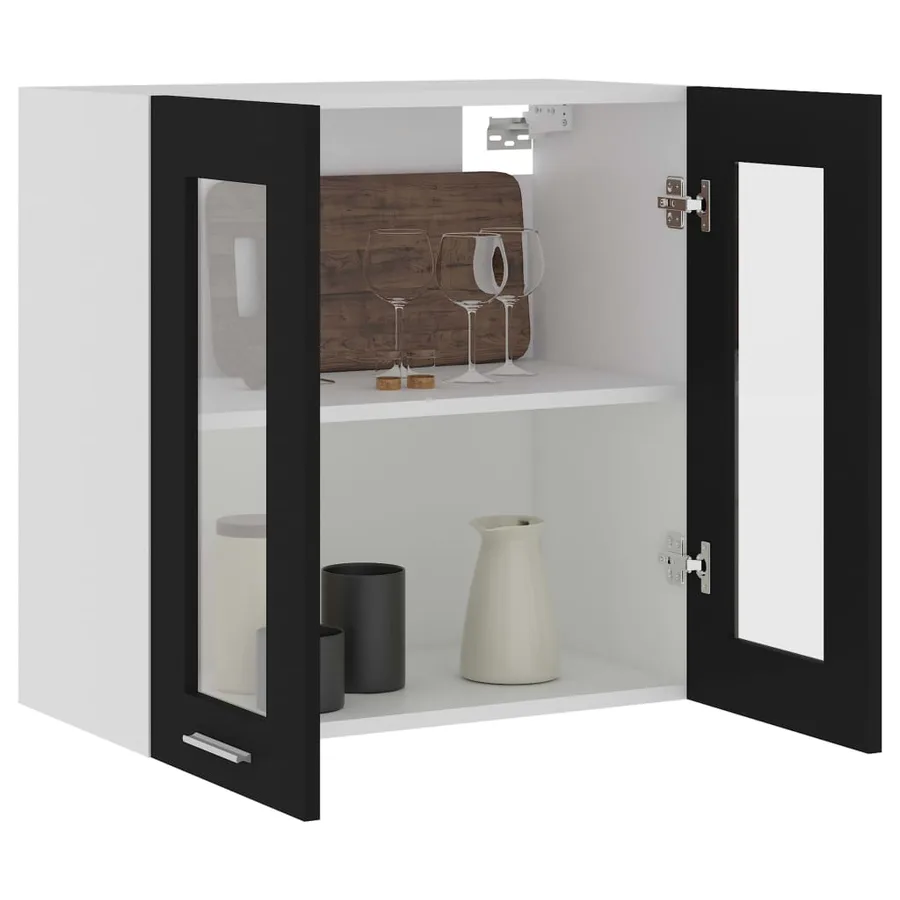 Wall display cabinet "Lyon" Black 60 x 31 x 60 cm Engineered wood - 4